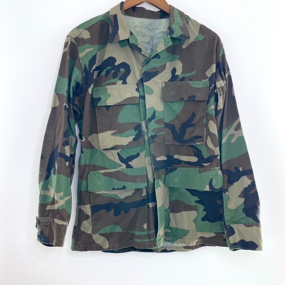 Golden Manufacturing Co Woodland Camo Combat Button Down Coat Size Small Short